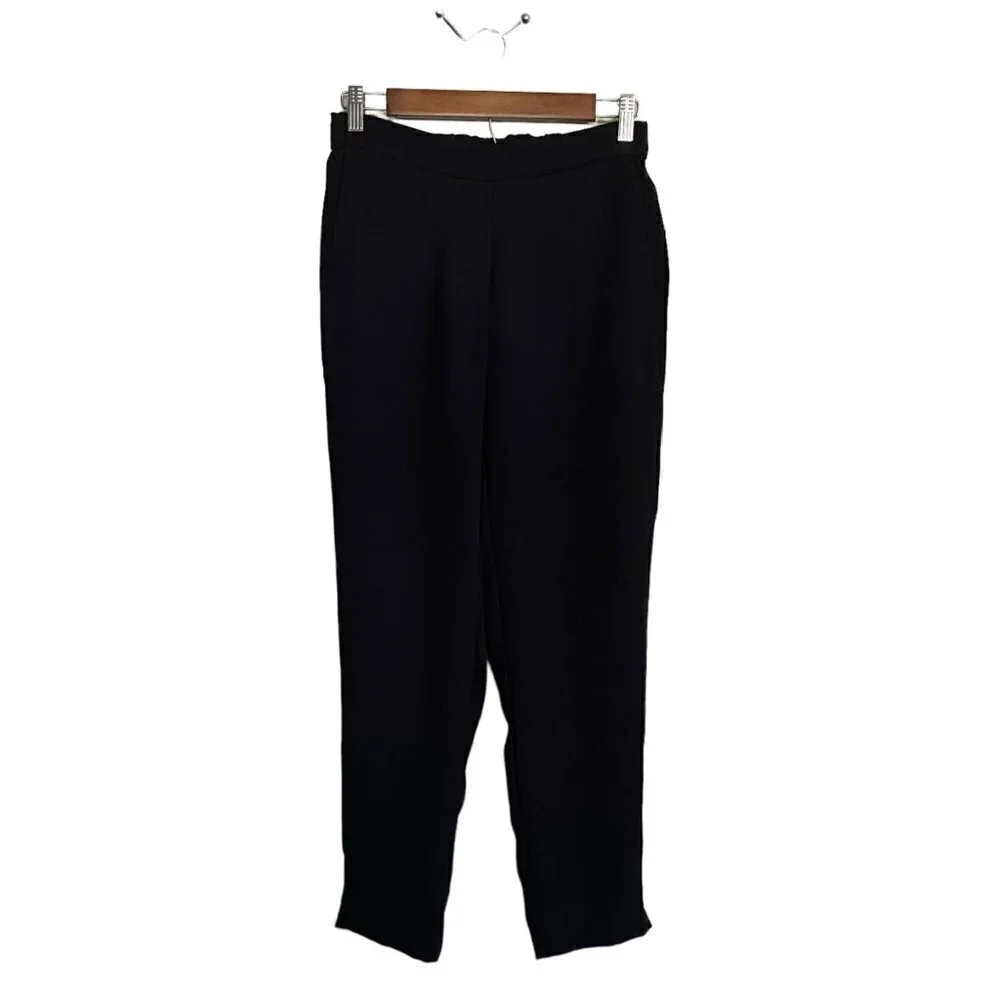 J. Crew Womens Black Pockets Elastic Waist Drapey Pull On Ankle Trouser Pants 4